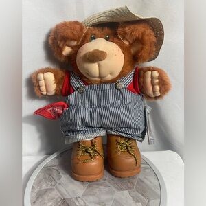 Vintage 1986 Furkins Bubba Bear Plush Farmer Coleco Original w Tags
